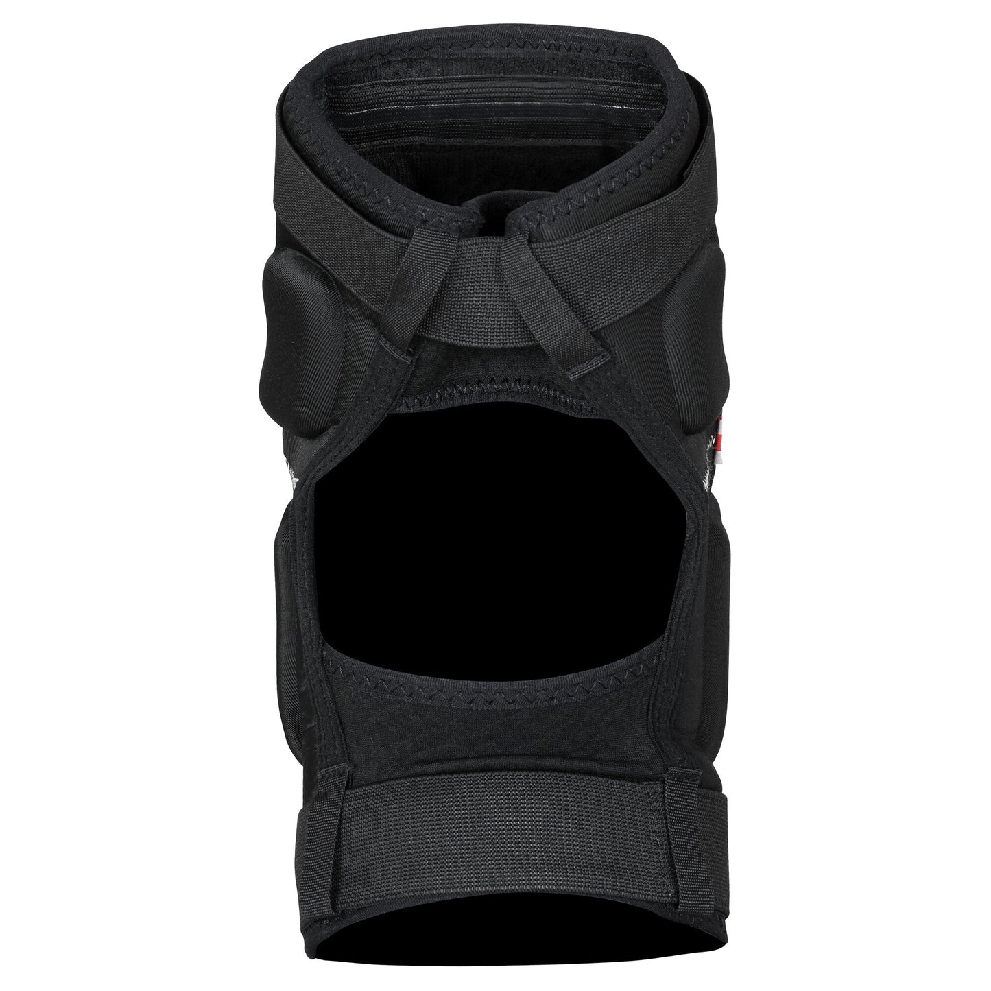 Rear view of the ENNUI Ave Knee Gasket, showing the crisscrossing adjustable straps and the breathable mesh panel designed for secure fit and ventilation behind the knee.