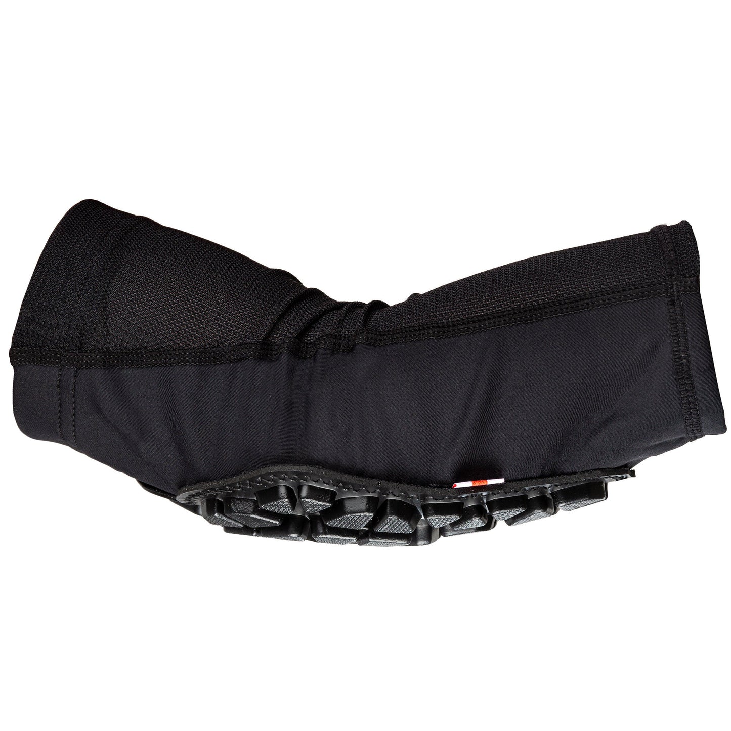 Side view of the ENNUI Shock Sleeve Elbow Gasket, laid with its protective front facing downwards.
