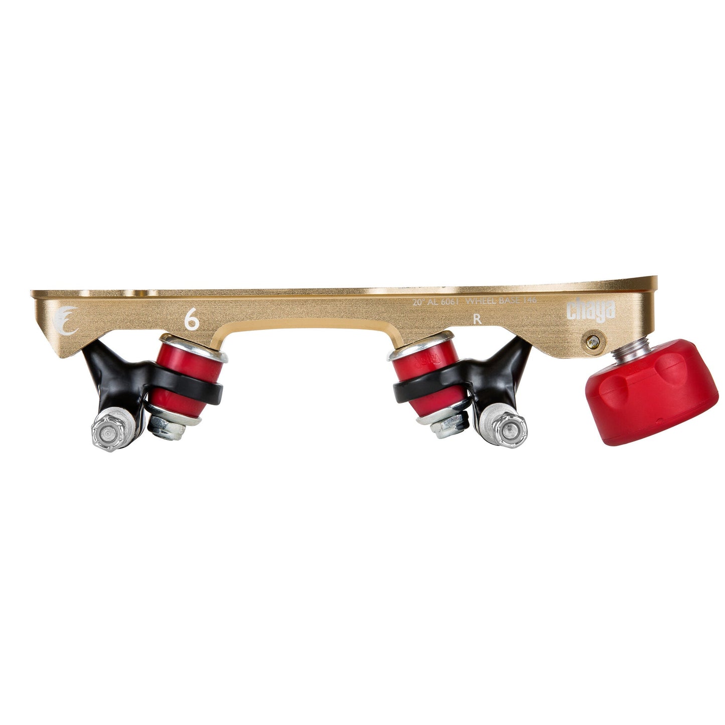 Chaya Zena Standard 20° roller skate plate, showing its classic low-profile design from a direct side view.