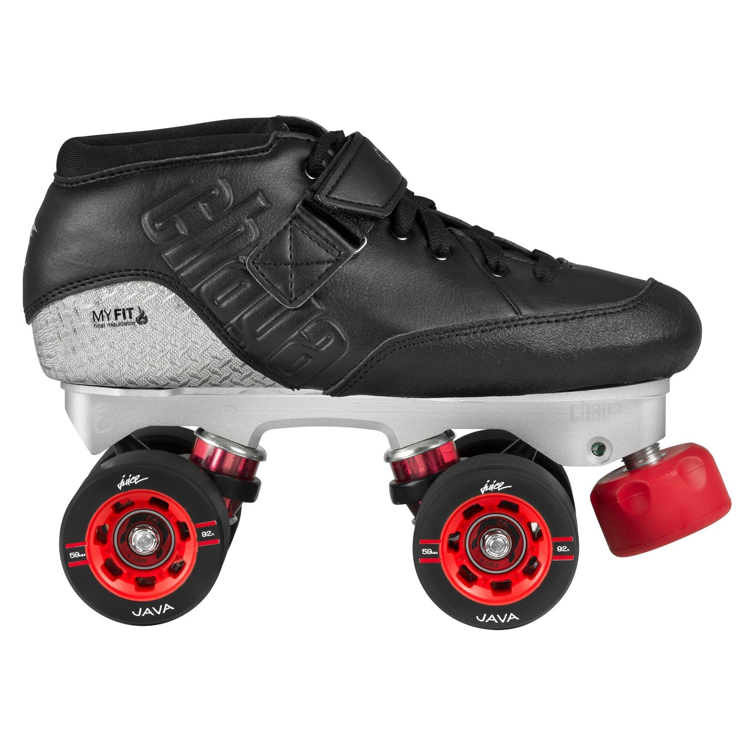 Chaya Onyx roller skate, full side view, showcasing its sleek design and durable construction for advanced skating.