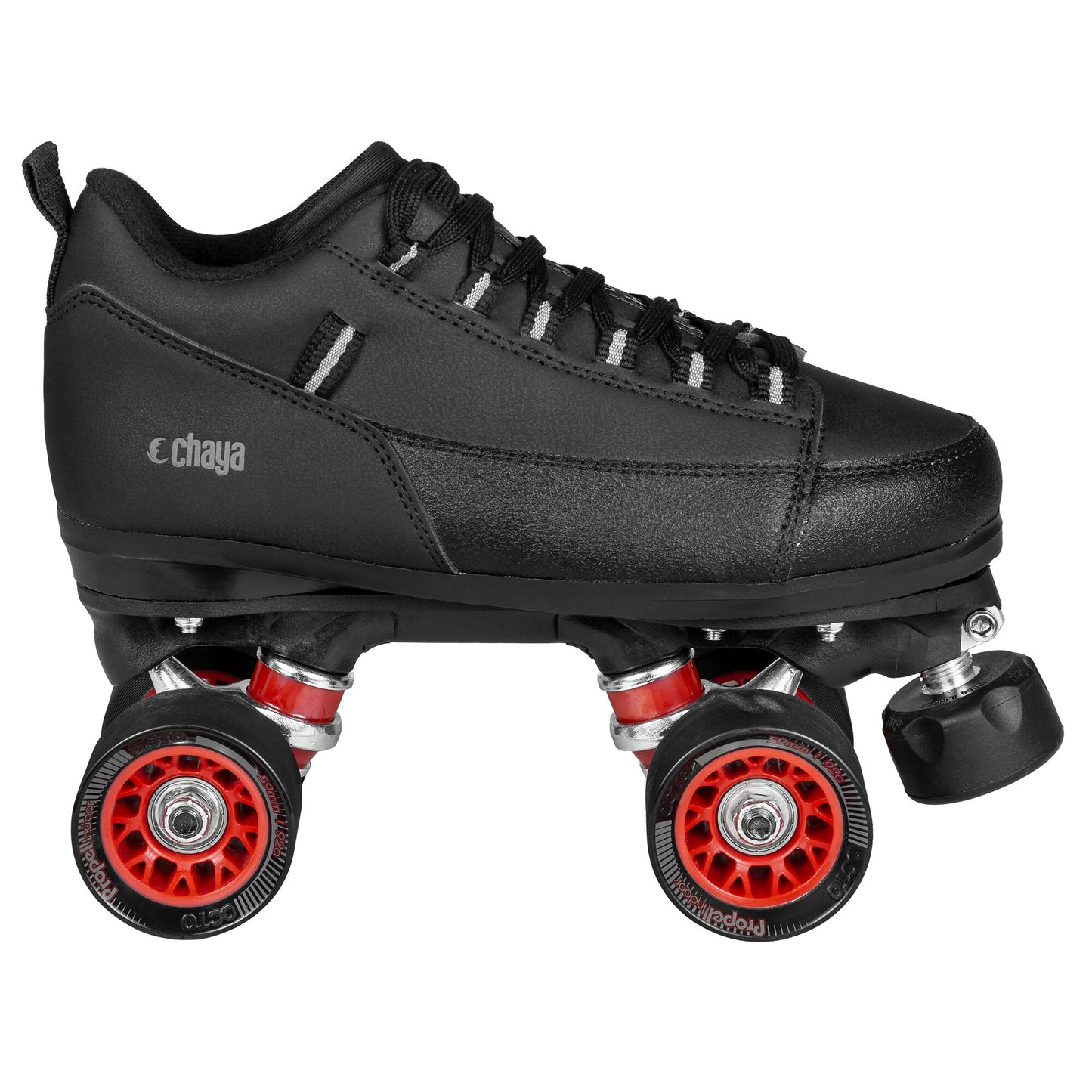 Side profile of a Chaya Ruby skate, emphasizing its classic shape and components.