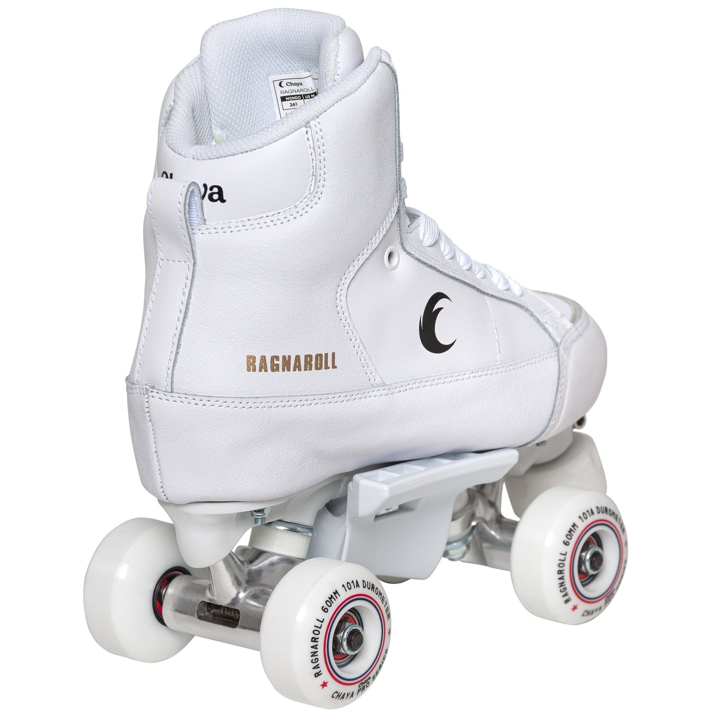 Rear view of a single Chaya Ragnaroll roller skate, displaying the back of its boot.