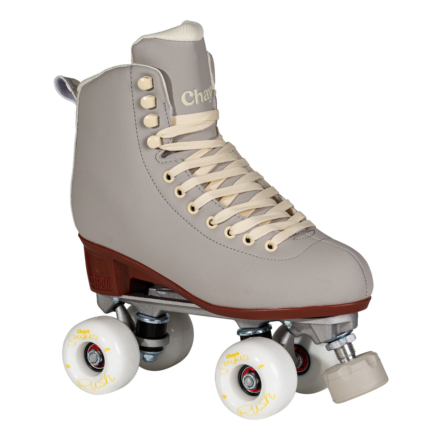 Single Chaya Melrose Deluxe Latte quad skate, showcasing its warm, creamy hue and elegant design.