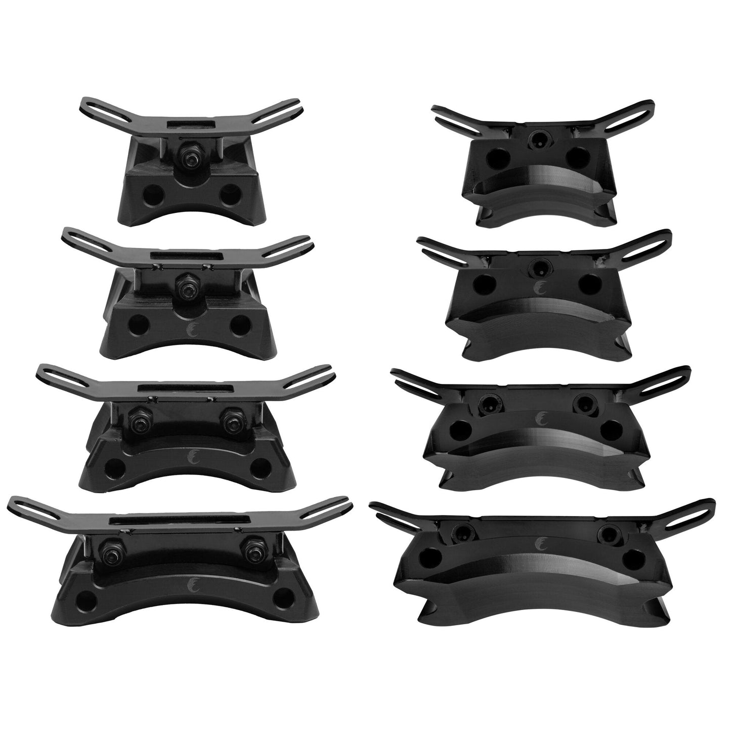 A set of Chaya Diamond Slider grind blocks, showcasing all four sizes for various plate configurations.