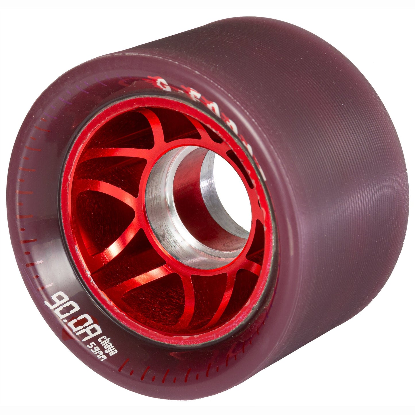 Detailed view of a Chaya G-Force Alloy Grippy wheel, emphasizing its textured surface for enhanced traction on various terrains.