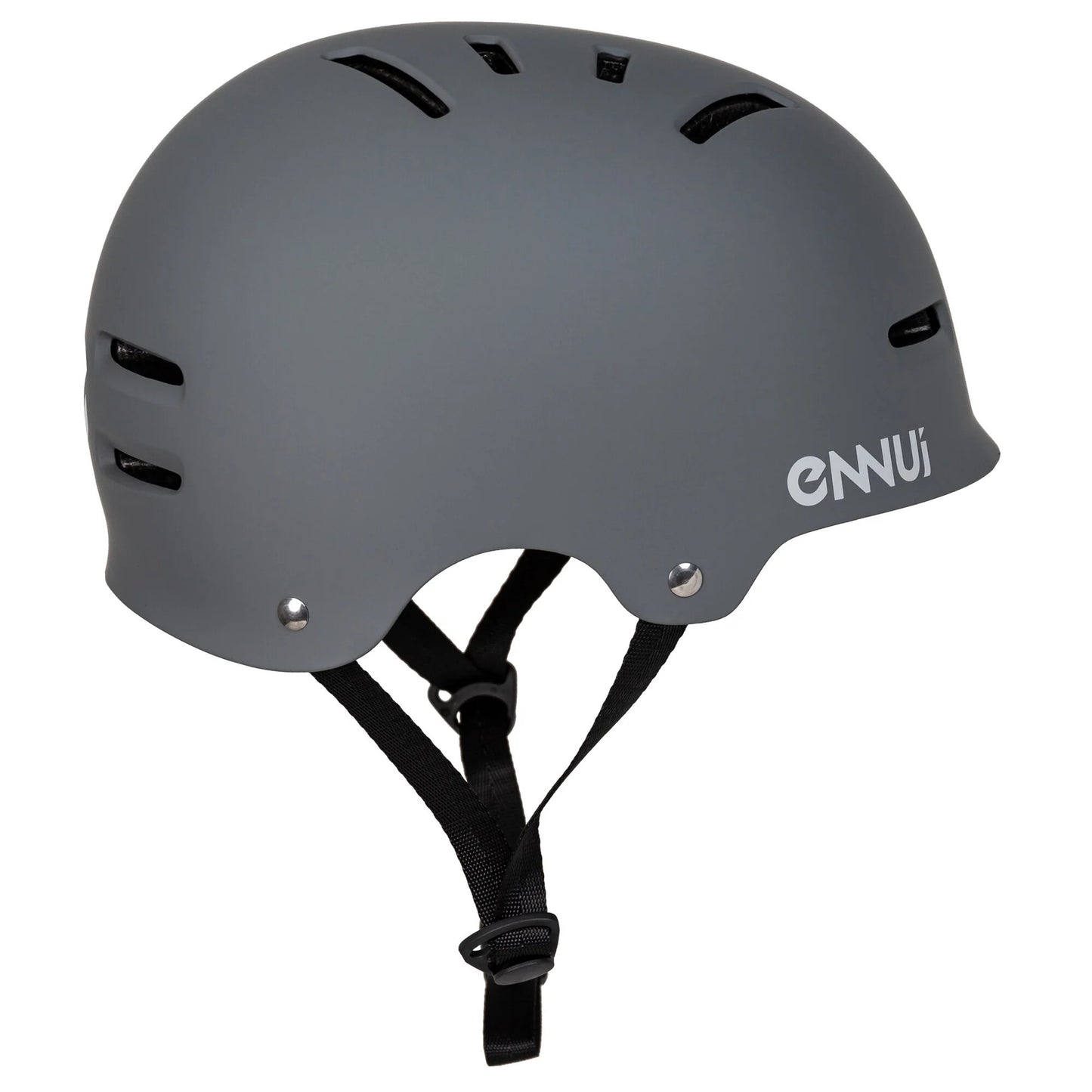 Side profile of the ENNUI ARMOUR Helmet, highlighting its multi-impact shell construction and strategic vent placement for airflow. Essential safety gear for urban and aggressive riders
