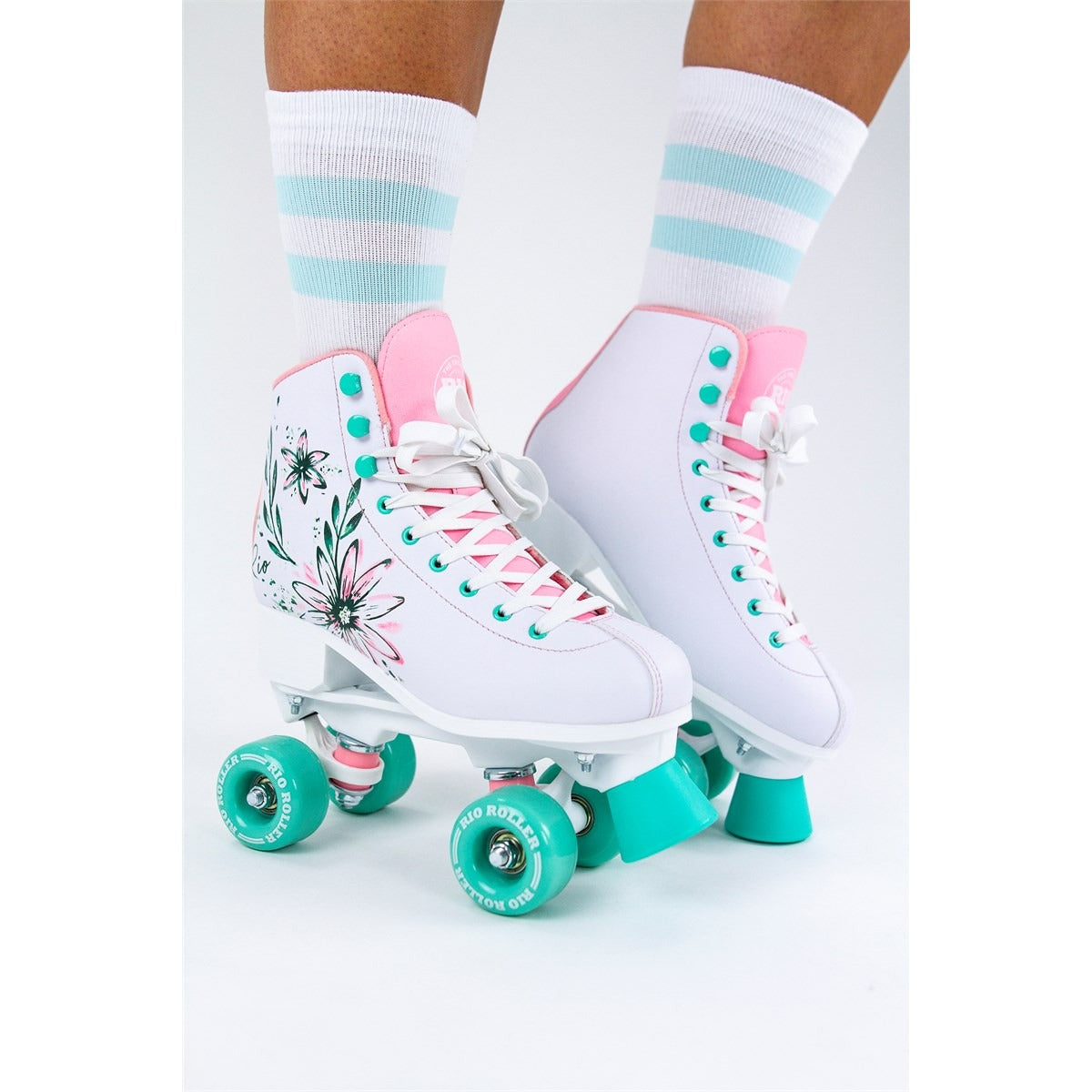 Detailed photo of the Rio Roller Artist skates on feet