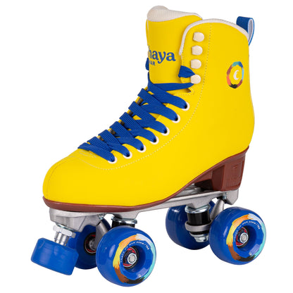 Chaya Deluxe NO WAR quad skate, pristine and ready to spread a positive message.
