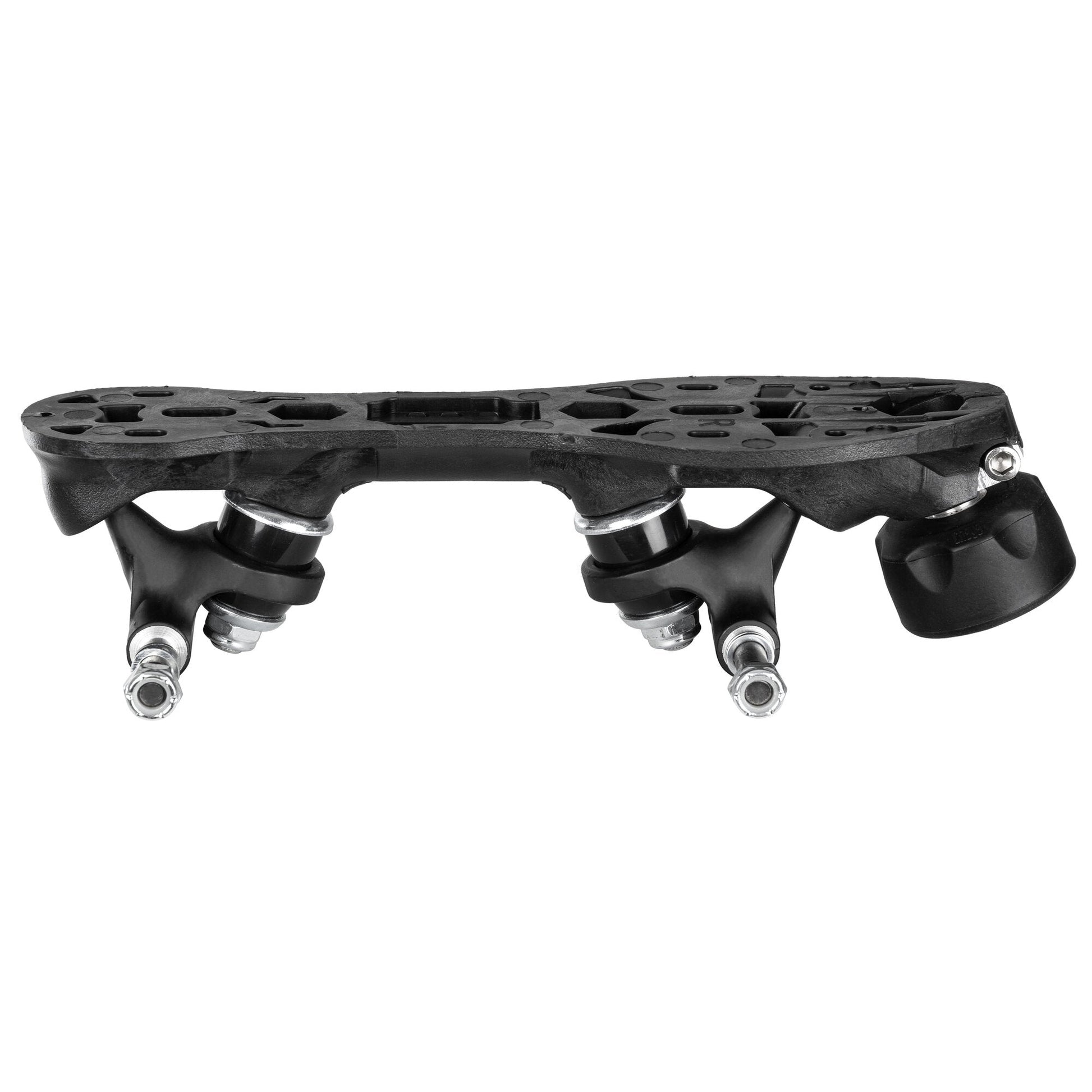 The Chaya Shari Standard 20° Gen. II skate plate, presented from a side view to highlight its 20-degree kingpin angle.