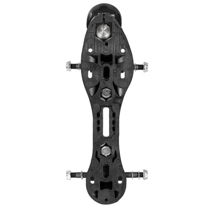 Overhead view of the Chaya Shari Standard 20° Gen. II skate plate, showing its flat mounting surface and truck attachments from above.