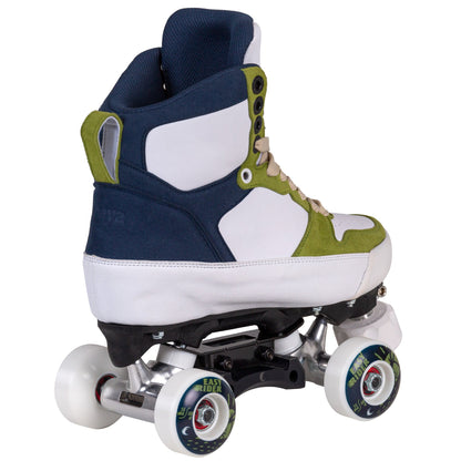 Chaya Nomade roller skate, rear view, highlighting the supportive high-cut boot and robust heel for stability in park skating.