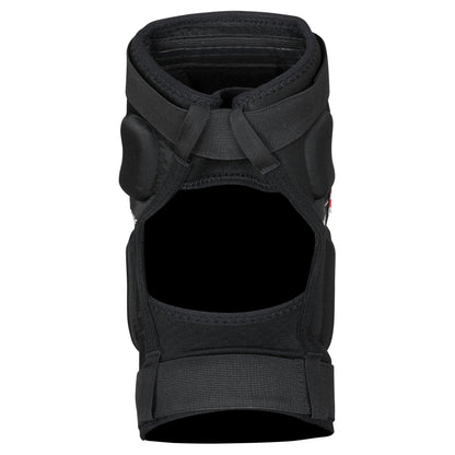 Rear view of the ENNUI Ave Knee Gasket, showing the crisscrossing adjustable straps and the breathable mesh panel designed for secure fit and ventilation behind the knee.