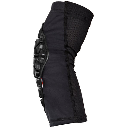 Side view of the ENNUI Shock Sleeve Elbow Gasket, showing its slim, contoured profile designed to conform discreetly to the arm, with the flexible fabric concealing the protective padding.