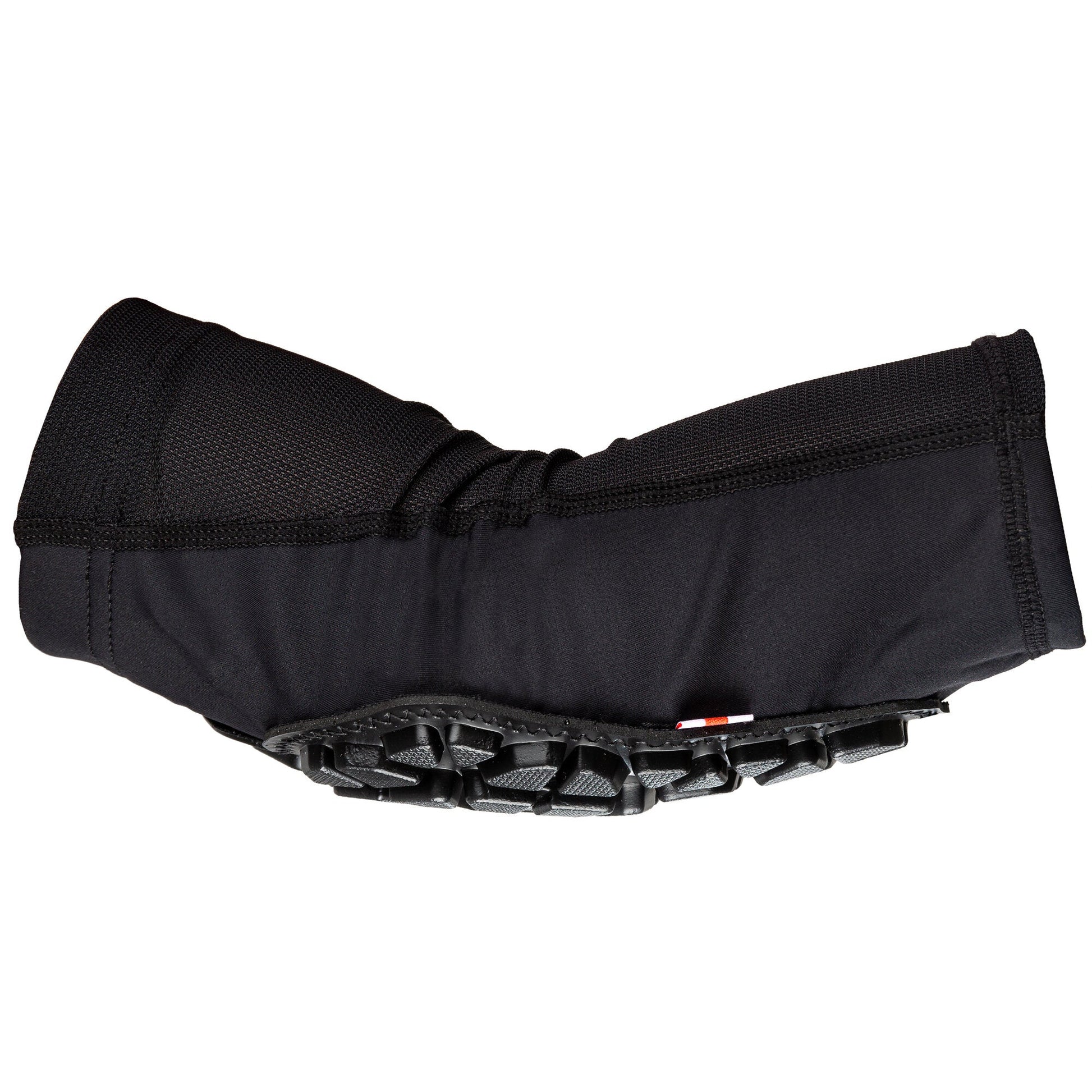 Side view of the ENNUI Shock Sleeve Elbow Gasket, laid with its protective front facing downwards.