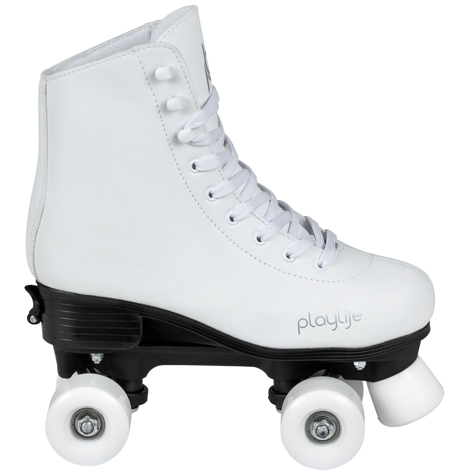Playlife Classic White Skates (Side Aspect): Clean Design & Comfortable Boot for Smooth Rides