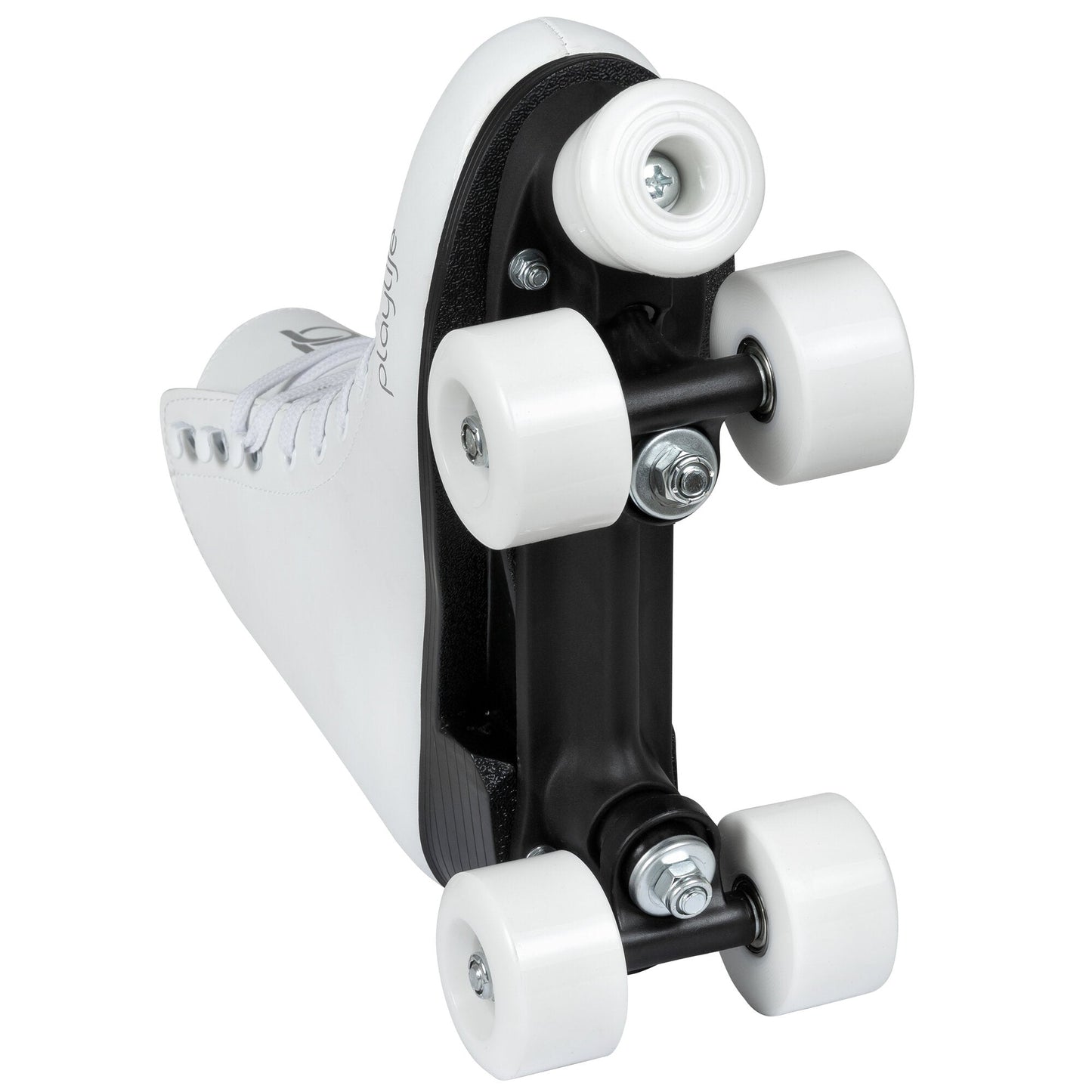 Playlife Classic White Skates (Underside): Robust Plate & Responsive Wheels for Agile Maneuvers