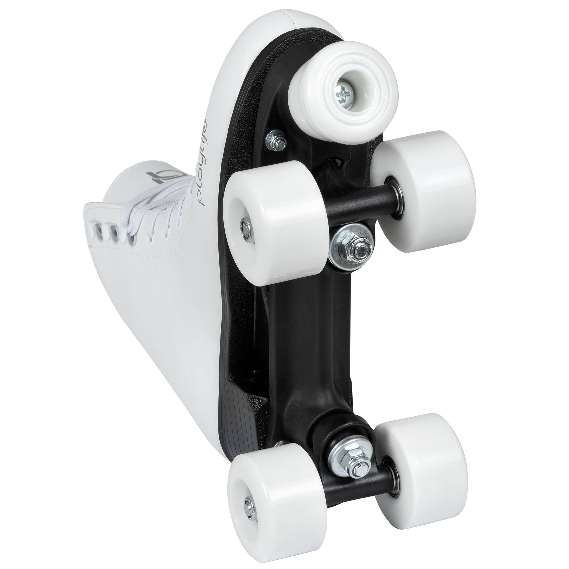Playlife Classic White Skates (Underside): Robust Plate & Responsive Wheels for Agile Maneuvers