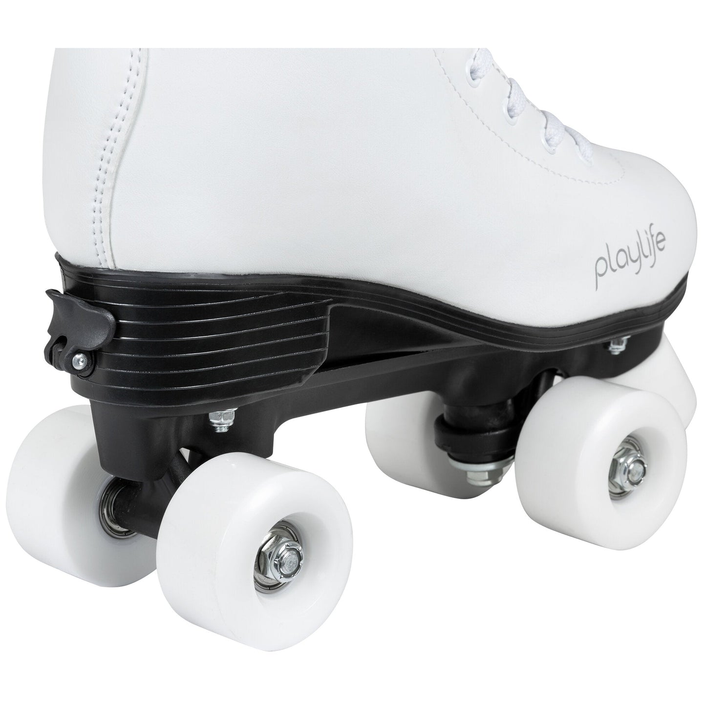 Playlife Classic White Skates - Adjustment Mechanism Close-Up: Simple Lever for Custom Sizing & Growing Riders