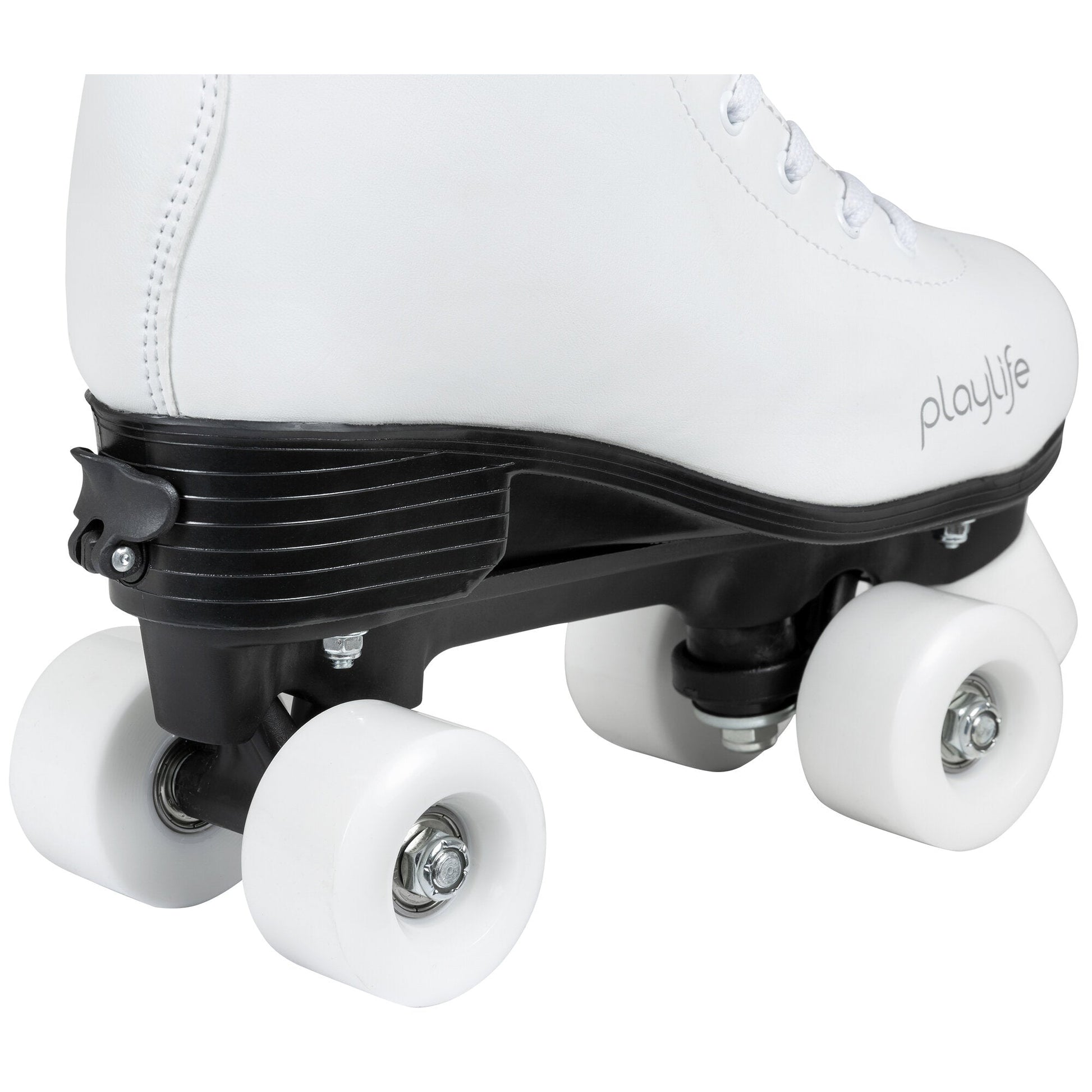 Playlife Classic White Skates - Adjustment Mechanism Close-Up: Simple Lever for Custom Sizing & Growing Riders