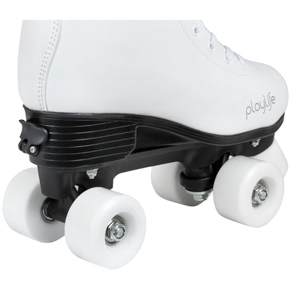 Playlife Classic White Skates - Adjustment Mechanism Close-Up: Simple Lever for Custom Sizing & Growing Riders
