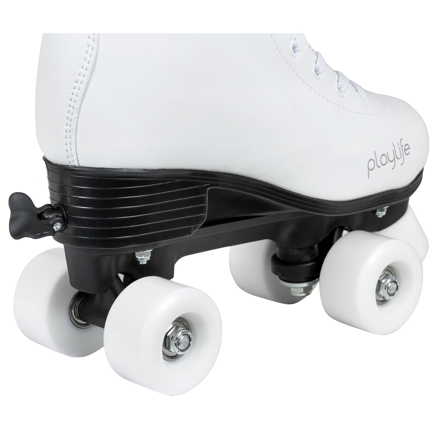 Playlife Classic White Skates - Heel Section Close-Up: Molded Support for Enhanced Stability & Balance