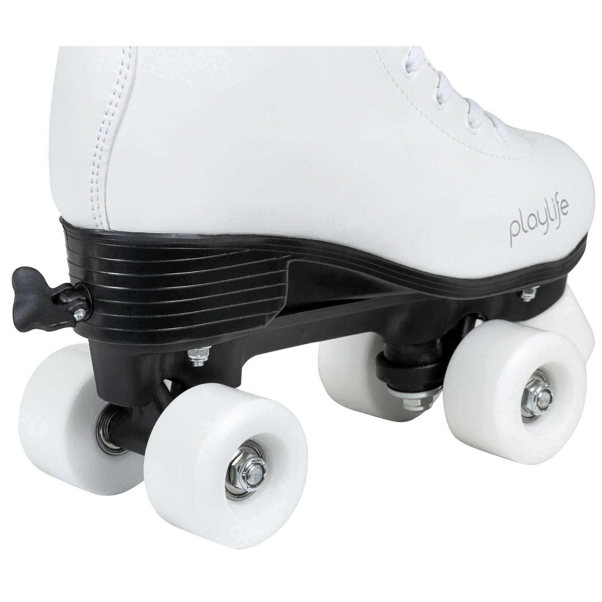 Playlife Classic White Skates - Heel Section Close-Up: Molded Support for Enhanced Stability & Balance