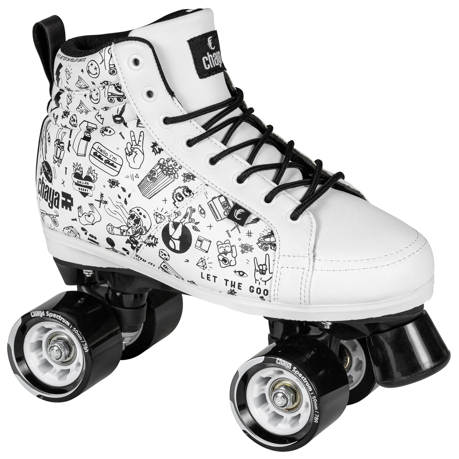 Angled view of a Chaya Sketch roller skate