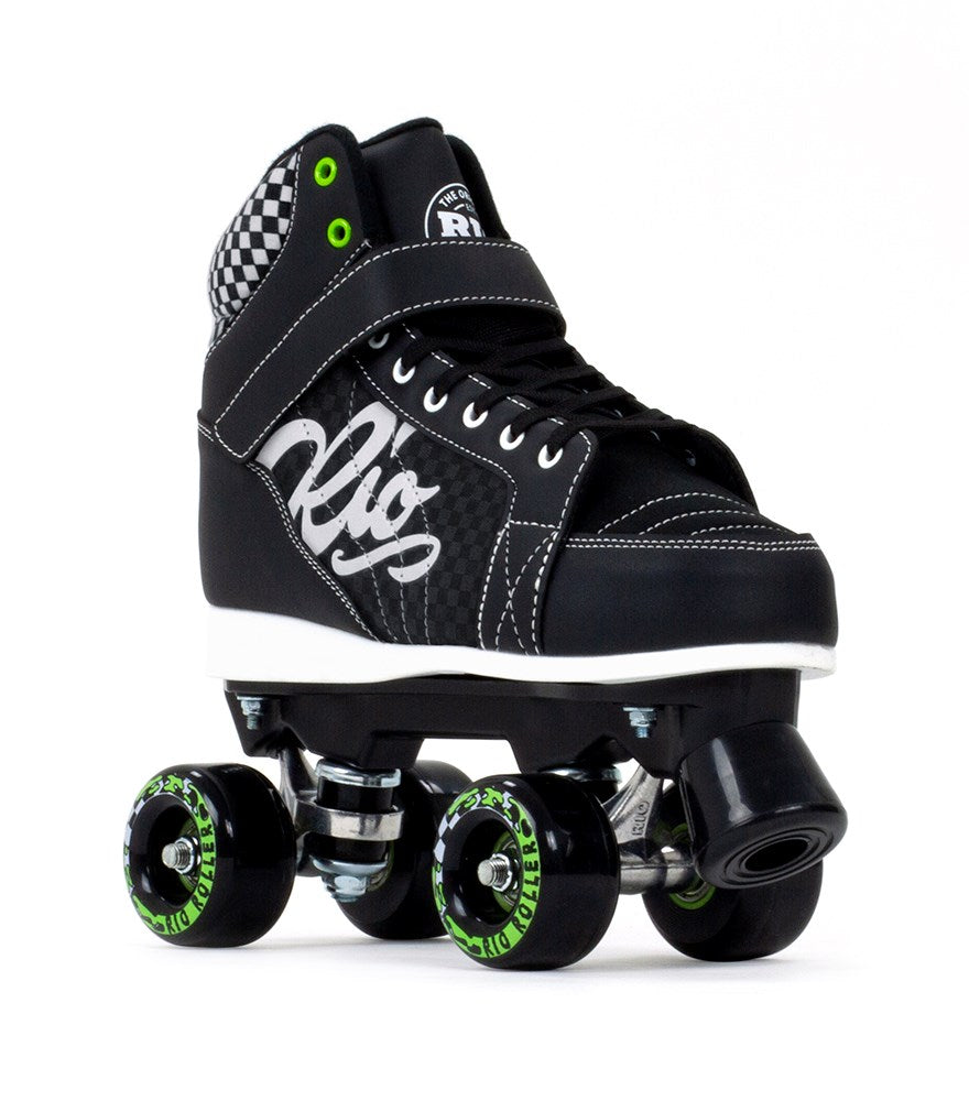 Rio Roller Mayhem II Black Skates (Main View): Durable Quad Skates with Reinforced Boot for Aggressive Skating
