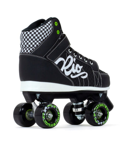 Rio Roller Mayhem II Black Skates (Angled Rear View): Aggressive Styling & Sturdy Construction