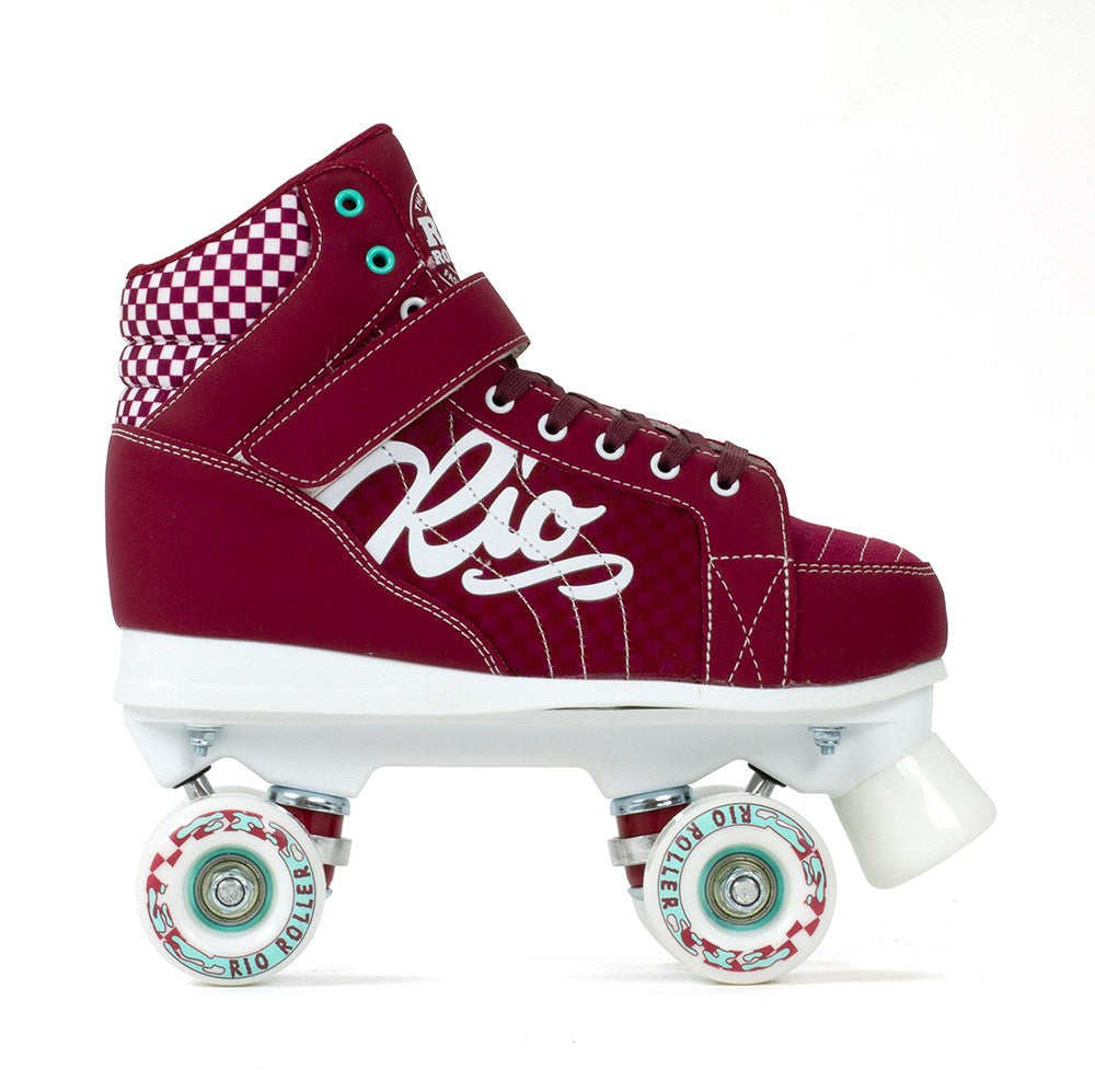 Rio Roller Mayhem II Red Skates (Side Profile): Dynamic Red Finish & Performance-Ready Components