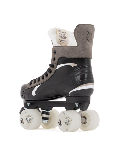 Rio Roller Flow Hockey Skate (Rear-Angled View): Contoured Ankle Support & Reinforced Heel for Dynamic Skating