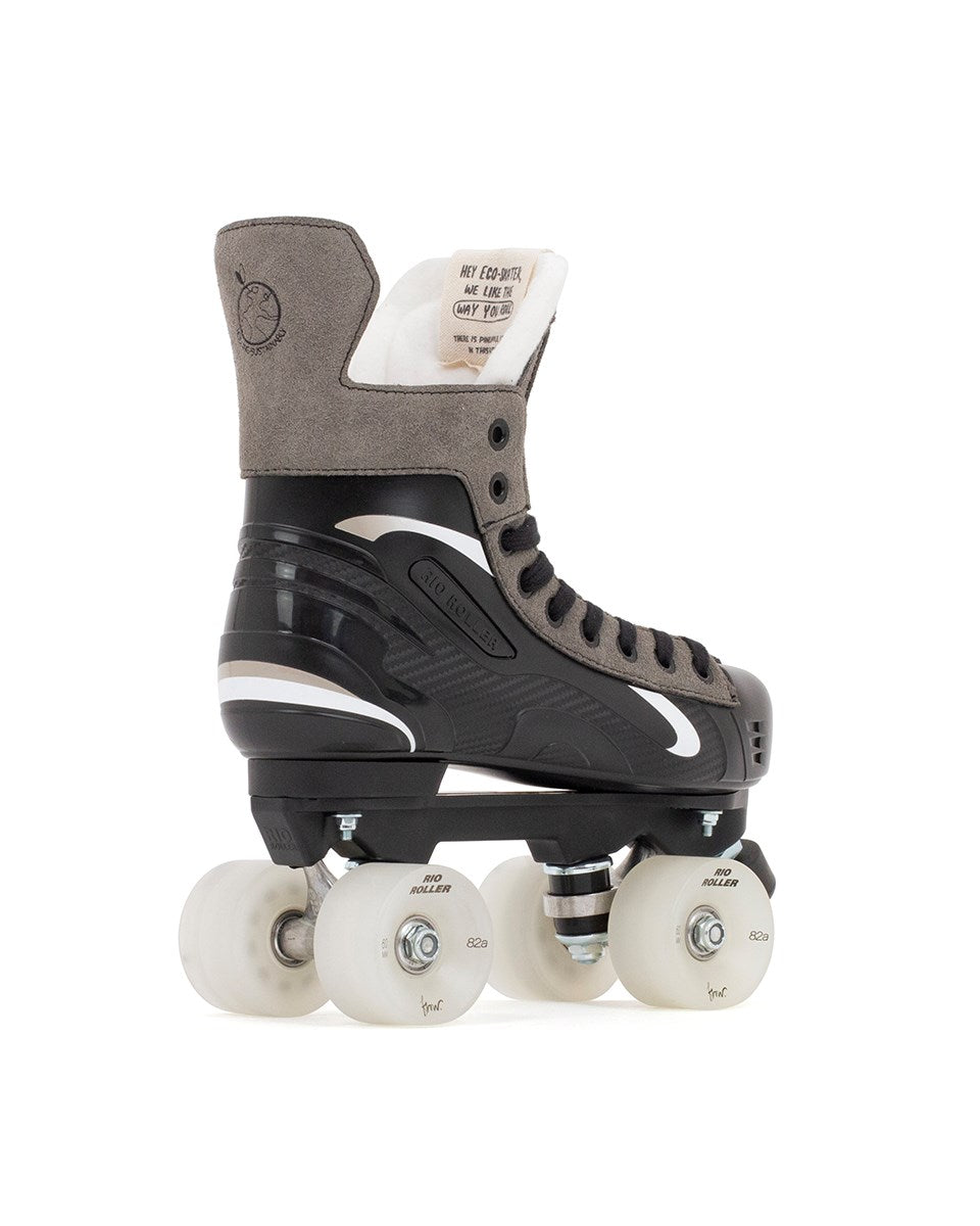 Rio Roller Flow Hockey Skate (Angled Rear View): Stable Heel Counter & Aggressive Stance for Powerful Push-Offs