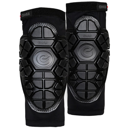 Front view of the ENNUI Shock Sleeve Knee Gasket II pair, showcasing their slim, compression design and discreet knee protection. Ideal for action sports, providing comfortable impact absorption for skaters and riders.