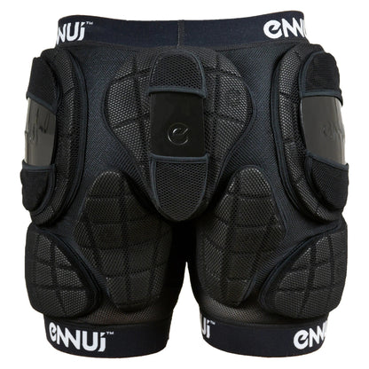 Back view of ENNUI BLVD Protective Shorts, highlighting reinforced padding and breathable materials for maximum safety and flexibility. Essential protective gear for urban and aggressive skating