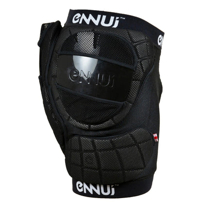 Profile view of ENNUI BLVD Protective Shorts, demonstrating their ergonomic shape and discreet fit under clothing. Designed for uncompromising protection during high-impact activities