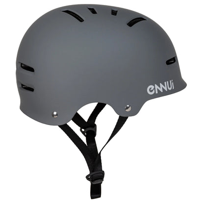 Side profile of the ENNUI ARMOUR Helmet, highlighting its multi-impact shell construction and strategic vent placement for airflow. Essential safety gear for urban and aggressive riders