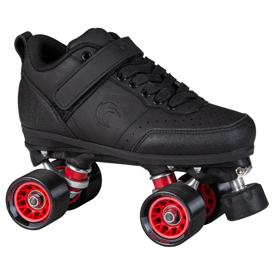 A single Chaya Ruby roller derby skate on a clean white background, highlighting its low-cut boot and professional-grade components.
