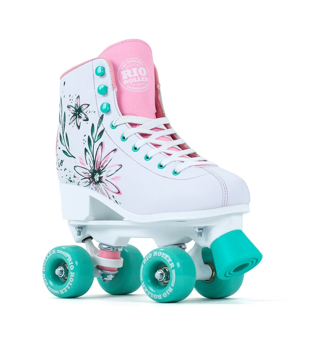 Photo of the Rio Roller Artist skate with its intricate pattern and adjustable laces